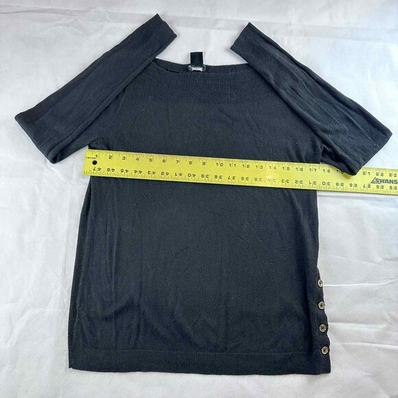 Ann Taylor Black Button-Detail Pull Over Sweater - Picture 7 of 8